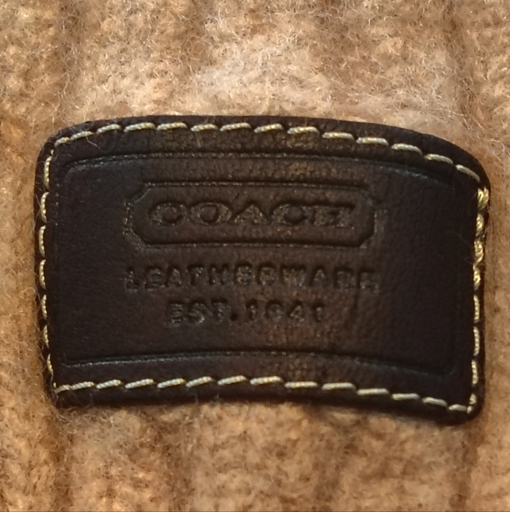 Coach Tan Ribbed Knit Scarf - Picture 2 of 5